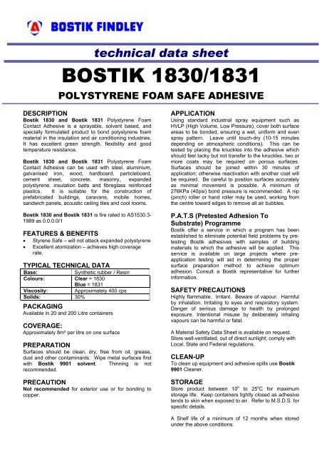 Bostik 1830/1831 Adhesive - Insulation Industries
