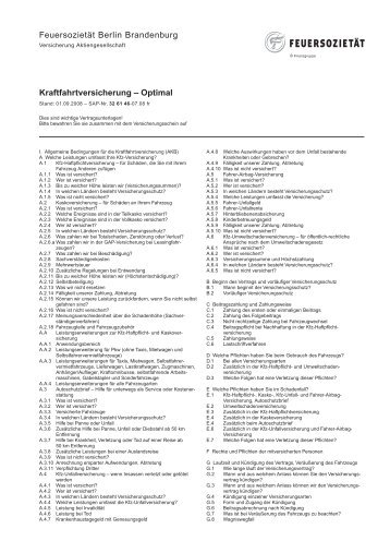 FeuersozietÃ¤t Berlin Brandenburg Kraftfahrtversicherung â Optimal