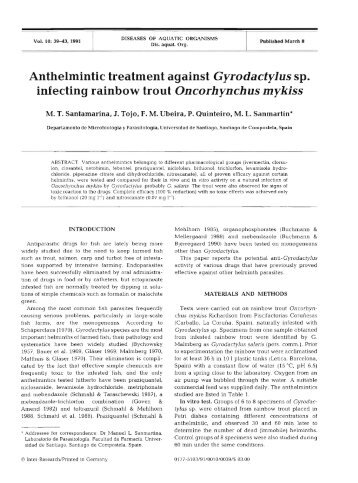 Anthelmintic treatment against Gyrodactylus sp ... - Inter Research