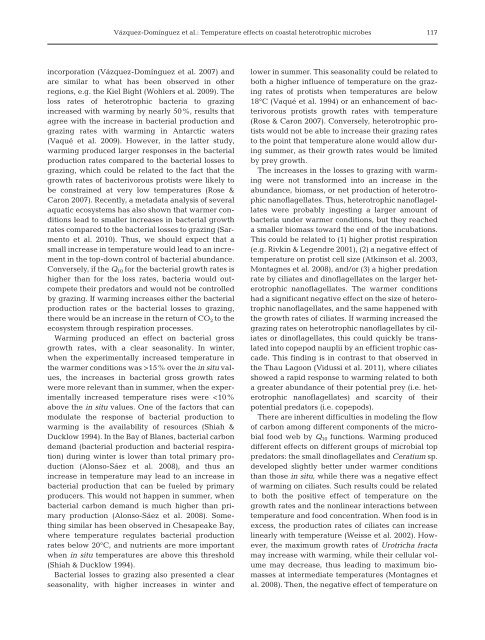 Temperature effects on the heterotrophic bacteria, heterotrophic ...