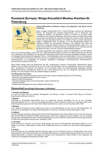 Russland (Europa): Wolga-Kreuzfahrt Moskau ... - Intakt-Reisen