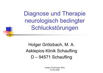 Diagnose und Therapie neurologisch bedingter SchluckstÃ¶rungen