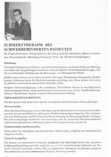 Franz Griesmayer Dr. - Schmerztherapie bei schwerbehinderten ...