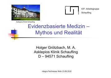 Evidenzbasierte Medizin - Vortrag - Holger GrÃ¶tzbach, M.A.