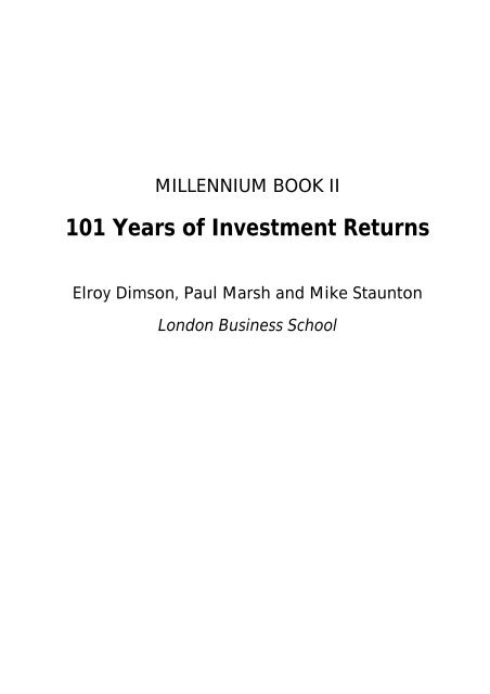 101 Years of Investment Returns - London Business School