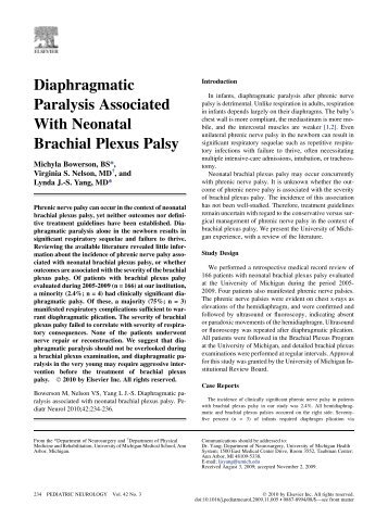 Diaphragmatic Paralysis Associated With Neonatal Brachial Plexus ...