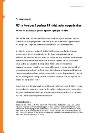 PR2: antwerpes & partner PR nicht mehr ... - DocCheck AG