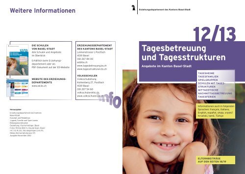 Tagesbetreuung und Tagesstrukturen - Erziehungsdepartement