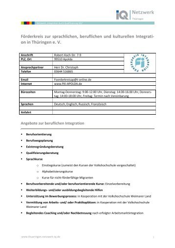 Beschreibung [PDF 320 KB] - Integration und Migration in ThÃ¼ringen