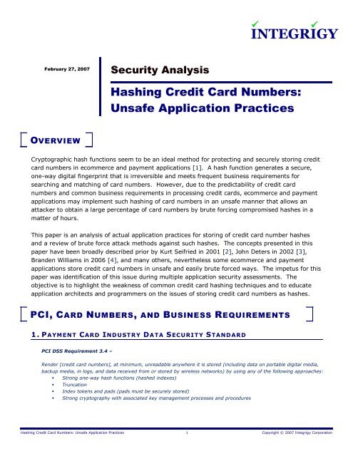 Hashing Credit Card Numbers Unsafe Application Integrigy