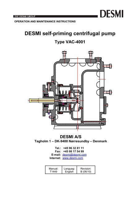 DESMI self-priming centrifugal pump Type VAC-4001 DESMI A/S