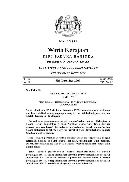 Warta Kerajaan Warta Kerajaan Intellect Worldwide Sdn Bhd
