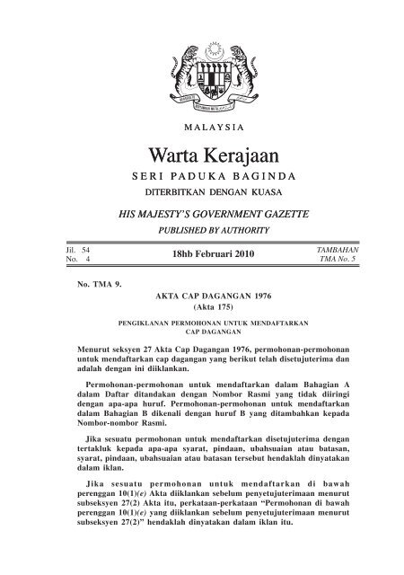 Warta Kerajaan Warta Kerajaan - Intellect Worldwide Sdn Bhd