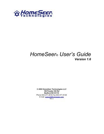 HomeSeerÂ® User's Guide - IntelliHome