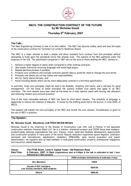NEC3: THE CONSTRUCTION CONTRACT OF THE  - Intellitrain
