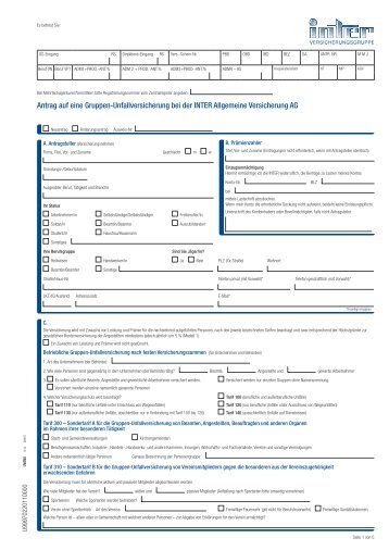 Antrag auf Gruppenunfallvesicherung