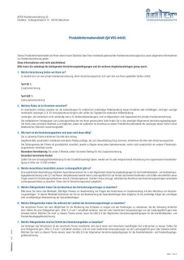 Produktinformationsblatt (Â§4 VVG-InfoV) - Inter