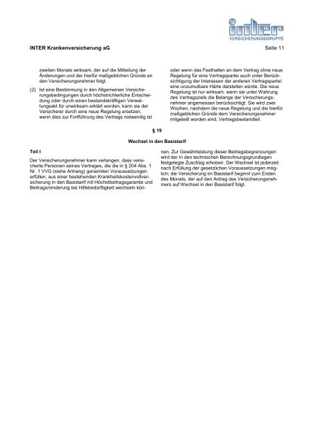 Produktinformationsblatt (Â§4 VVG-InfoV) - Inter