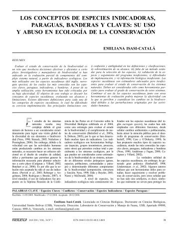 Los conceptos de especies indicadoras, paraguas ... - Interciencia