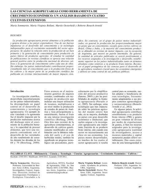 las cIeNcIas aGrOPecUarIas cOMO HerraMIeNTa De ... - Interciencia