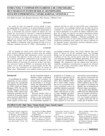 estructura y composiciÃ³n florÃ­stica de comunidades - Interciencia