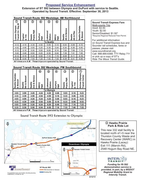 Olympia Express route - Intercity Transit
