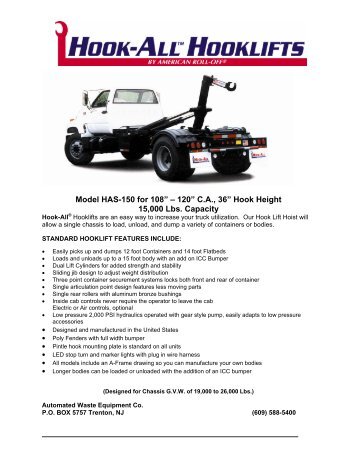 American Hook-All HAS-150-120-36 - INTERCON Truck Equipment
