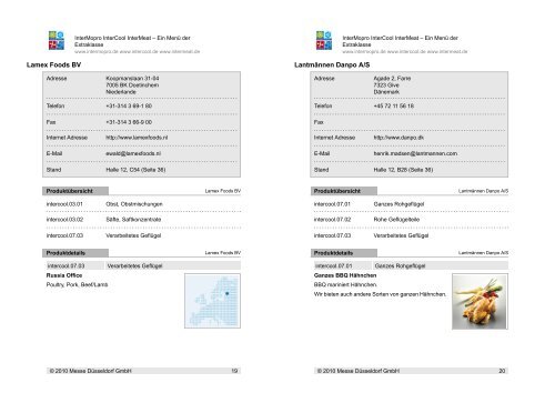 PersÃ¶nlicher Messeplan fÃ¼r: Auswahlkriterien: - InterCool