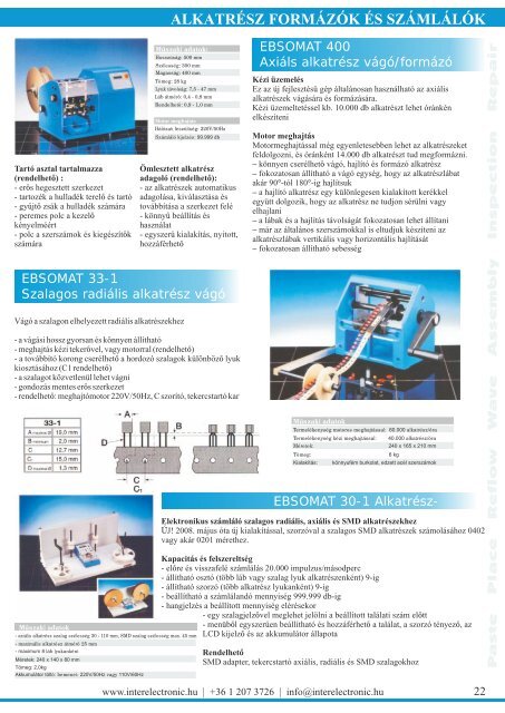 termékek az elektronikai ipar számára - InterElectronic Hungary