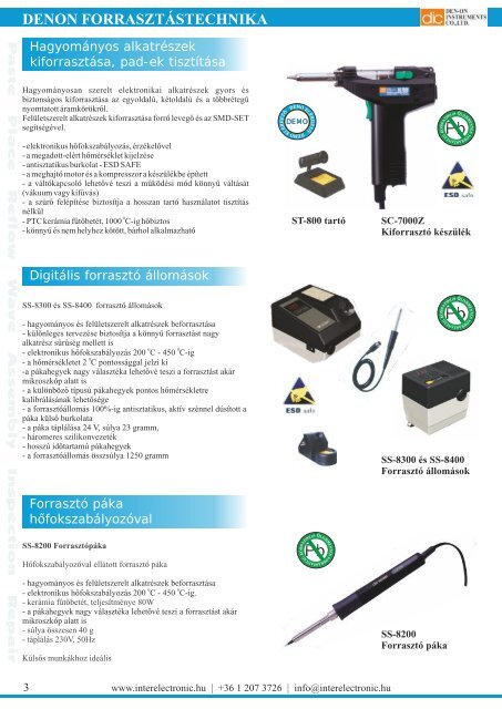 termékek az elektronikai ipar számára - InterElectronic Hungary