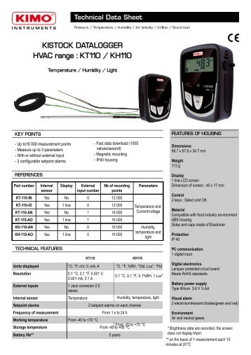KISTOCK DATALOGGER HVAC range : KT110 / KH110 - Online Shop