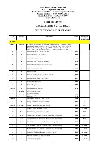 1 SARL MONTARGIS ENCHERES SVV â AgrÃ©ment ... - Interencheres