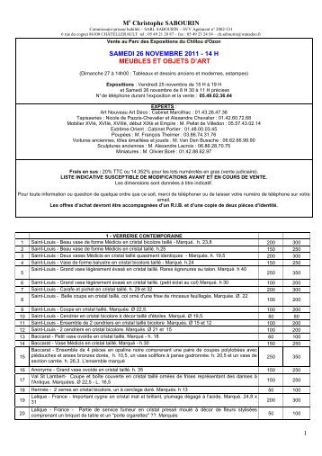 LISTE MEUBLES INTERENCHERES