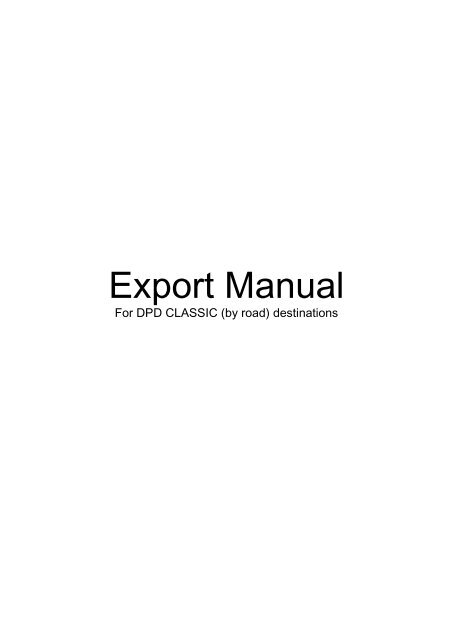 Export Manual - DPD