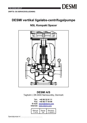DESMI vertikal ligeløbs-centrifugalpumpe NSL Kompakt Spacer ...