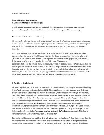 Transkript des Vortrags von Prof. Dr. Jochen Krautz