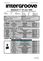 newslist 1 of july 2009 collecting orders for repressing ... - Intergroove