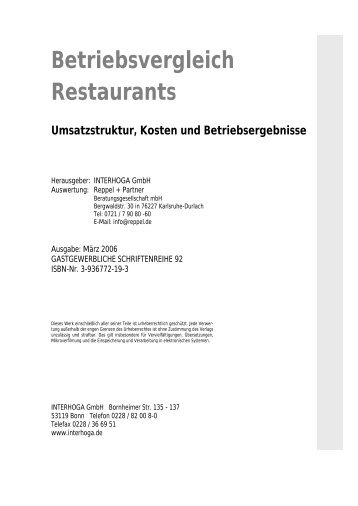 Betriebsvergleich Restaurants - Interhoga