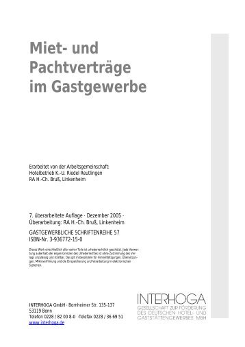 Miet- und PachtvertrÃ¤ge im Gastgewerbe - Interhoga