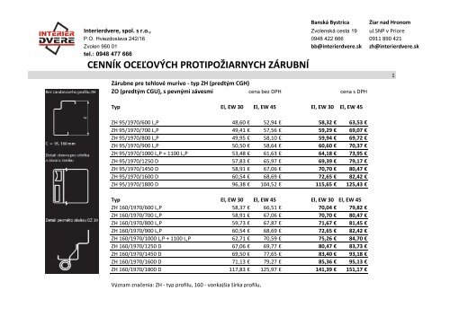 Cenník oceľových zárubní na stiahnutie - Dvere