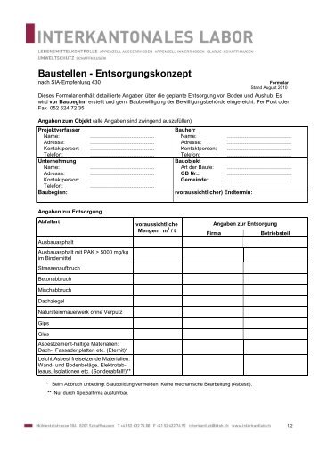 Baustellen - Entsorgungskonzept