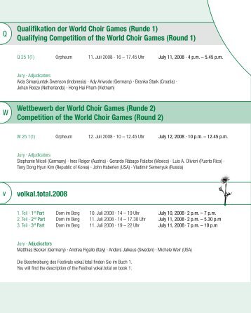 Q Qualifikation der World Choir Games (Runde 1 ... - interkultur.com