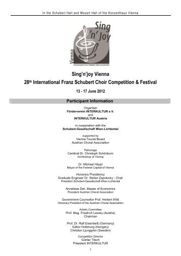 Sing'n'joy Vienna 28th International Franz Schubert ... - interkultur.com