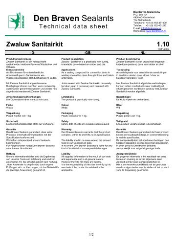 Zwaluw Sanitairkit 1.10 - Den Braven