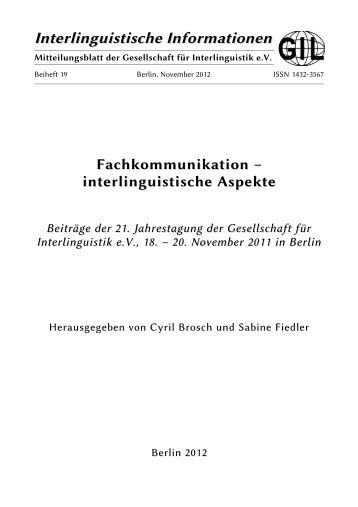 Interlinguistische Informationen - Gesellschaft fÃ¼r Interlinguistik