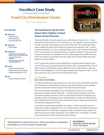 Vocollect Case Study - Food City Distribution Center - Intermec