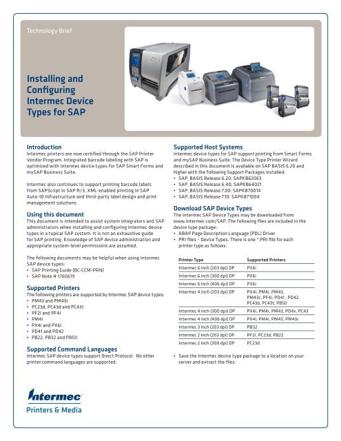 Installing and Configuring Intermec Device Types for SAP (PDF)