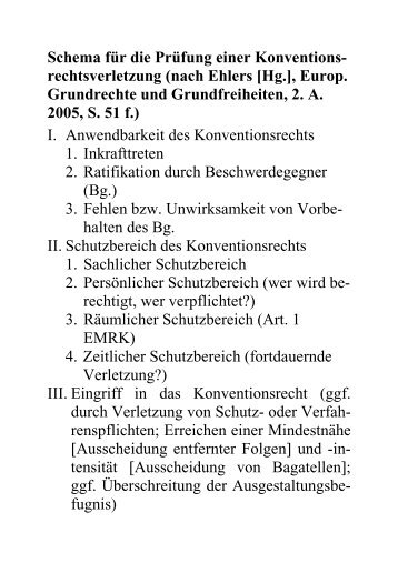 Schema fÃ¼r die PrÃ¼fung einer Konventions- rechtsverletzung (nach ...