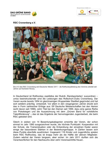 RSC Cronenberg e.v. In Deutschland ist Rollhockey zweifellos der ...