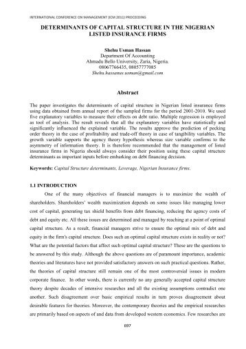 DETERMINANTS OF CAPITAL STRUCTURE IN THE NIGERIAN ...